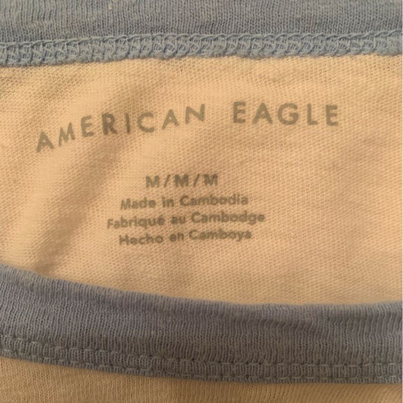 American Eagle White and Blue Ribbed Crop Top - Picture 3 of 5